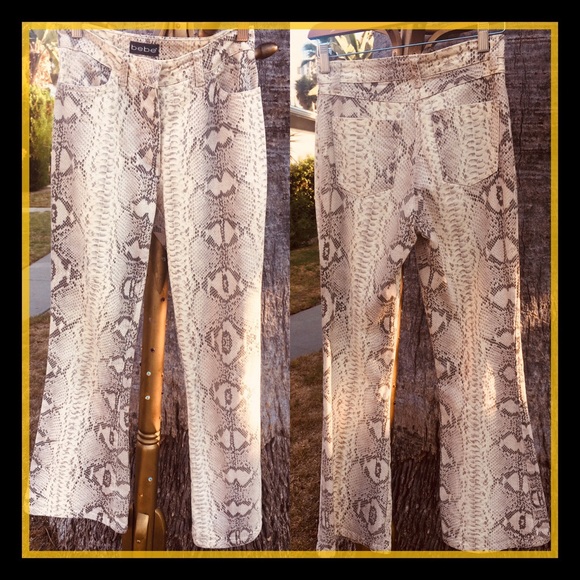 Bebe Snakeskin Print Jeans 2P EXCELLENT CONDITION - Picture 2 of 4